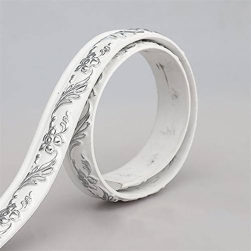 Flexible Fußleisten-Formteile, flexible Wandverkleidung, selbstklebendes Design for Abziehen und Aufkleben, 16,4 Fuß (L) für(White Silver) von QWFVHJ