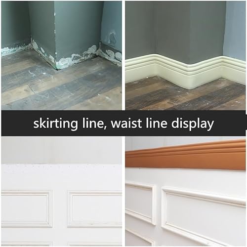 Flexible Fußleisten-Formteile, flexible for die Wand, abziehbare und aufklebbare Gummibasis, 4 Zoll × 16 Fuß Dichtungsmasse Streifen for den Boden(White 1) von QWFVHJ