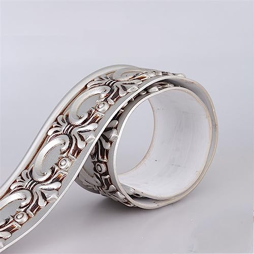 Flexible Fußleisten-Formteile, selbstklebende Fußleisten-Wandleiste aus Gummi for Abziehen und Aufkleben, 9,8 Fuß lange Vinyl-Formteile for Wände, Kanten, Ränder, Fensterrahmen(Vintage Silver) von QWFVHJ