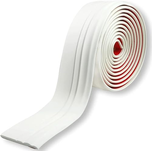 Flexible Fußleisten-Zierleiste, flexible, 4/5 Zoll x 16,4/32,8 Fuß, weiße selbstklebende Vinyl-Wandsockelleiste, Gummiformteil for Abziehen und Aufkleben(White,5inx32.8ft) von QWFVHJ