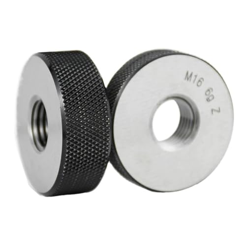 Gewinde-Ringlehre, 2 Stück/Set GO/NO GO-Lehre, metrisch, 6 g, M6, M14, M16, Präzisions-Außenschraube, fein, Steigungsprüfwerkzeug(M14x1.25) von QWFVHJ