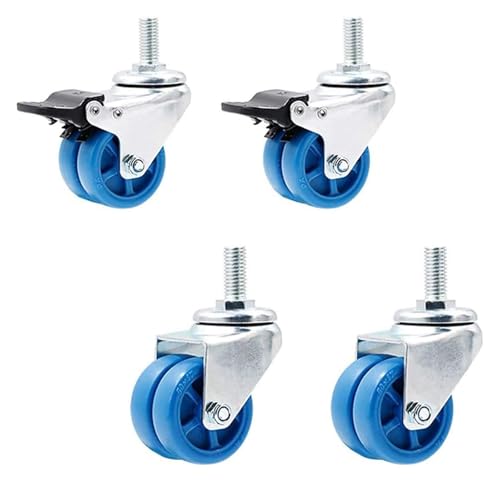 Gummirolle, Hochleistungs-Lenkrollen mit Bremse, 235 kg Tragkraft, geräuschloser Wagen for Werkbänke, Tische, Garagen, Küchen(2 Swivel+2 Brake,38mm/1.5in) von QWFVHJ