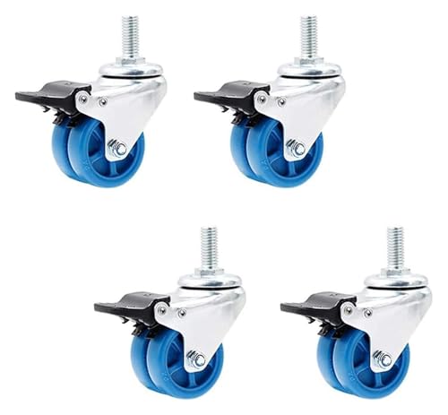 Gummirolle, Hochleistungs-Lenkrollen mit Bremse, 235 kg Tragkraft, geräuschloser Wagen for Werkbänke, Tische, Garagen, Küchen(4 Brake,38mm/1.5in) von QWFVHJ