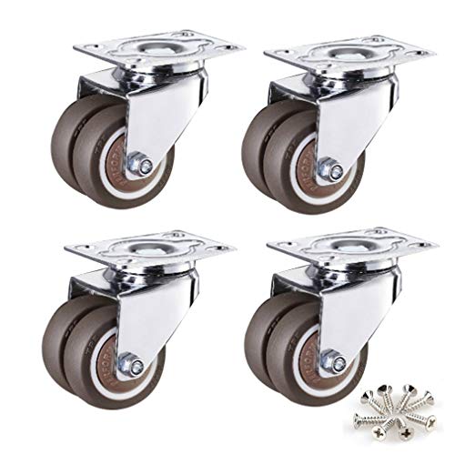 Gummirolle, Hochleistungsrollen mit Bremse, 4 geräuschlose Schwenkräder for Möbel, 1,5/2 Zoll, trägt bis zu 165 kg (364 LB), ideal for reibungslose Mobilität und Stabilität(4 Whirl,2 in) von QWFVHJ