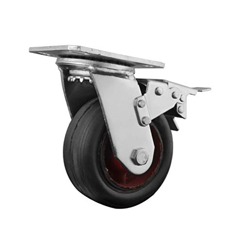 Gummirolle, industrielle Hochleistungs-Lenkrollen, Möbelräder, Gusseisenunterstützung, 1000 kg Tragfähigkeit, geräuschloser Betrieb, Plattendesign for reibungslose Mobilität(Brake,6in) von QWFVHJ