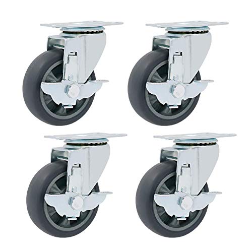 Gummirollen, Hochleistungs-Lenkrollen mit Bremse – 4er-Pack 100-mm-Drehplatte Industrielle Transporträder for Karren, Möbel, Werkbänke, Trolley-Gummiersatzset(75Mm/3In) von QWFVHJ