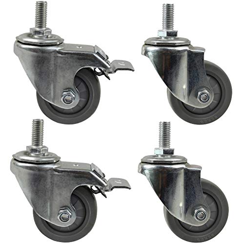 Gummirollen, M12-Gewinderollen, 2,5 Zoll/75 mm, leise Lenkrollen, 300 kg Tragkraft, ideal for Möbel, Wagen und Werkbänke – 4er-Set(2.5inch M12) von QWFVHJ