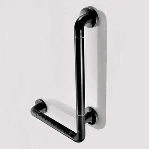 Haltegriffe for das Badezimmer, L-förmige Stangen for Badewannen, for Seniorenduschen, Gleichgewichtsstütze, Handicap, Verletzungen älterer Menschen, verdeckter Wandmontagegriff(Black,40 * 60cm) von QWFVHJ