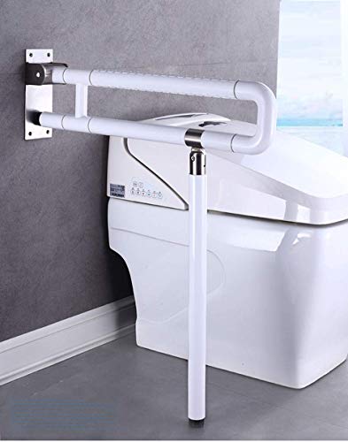 Haltegriffe for das Badezimmer, Toilettenstange, an der Wand montierte Stützstange, for Badewanne, faltbare Stangen für, hochklappbar mit Griff, rutschfeste Toilette(White,60Cm) von QWFVHJ