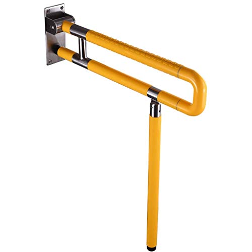 Haltegriffe for das Badezimmer, Toilettenstange, an der Wand montierte Stützstange, for Badewanne, faltbare Stangen für, hochklappbar mit Griff, rutschfeste Toilette(Yellow,60Cm) von QWFVHJ