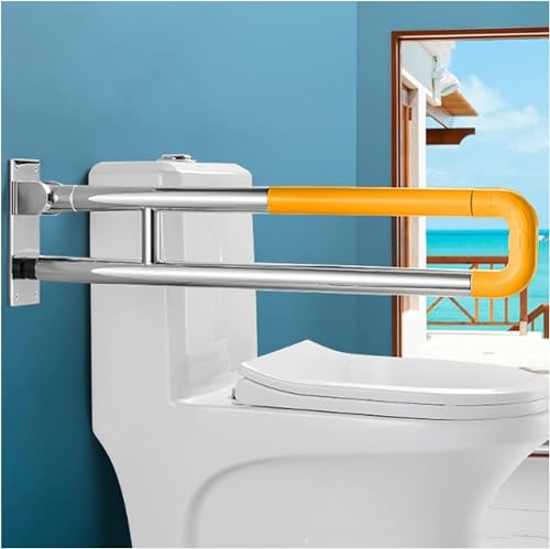 Haltegriffe for das Badezimmer, hochklappbar for die Toilette, aus Edelstahl for Behinderte, Unterstützung for ältere Menschen mit Übergewicht, Duschhilfe, Handläufe, Handgriffe(Yellow,70CM) von QWFVHJ