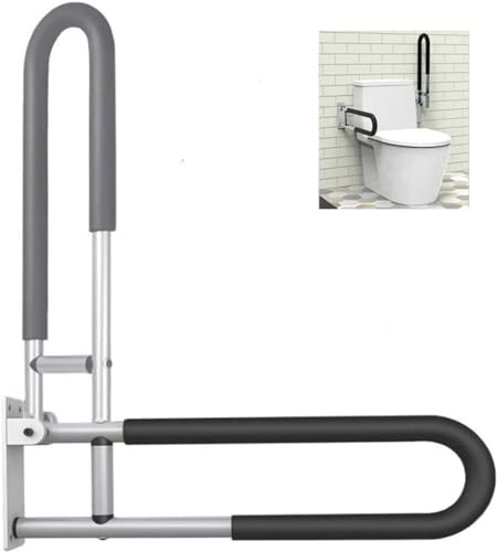 Haltegriffe fürs Badezimmer, zusammenklappbar, for Behinderte, Haltegriff, Badewannenstange, Duschwannenstütze, hochklappbar, Edelstahl(Black) von QWFVHJ