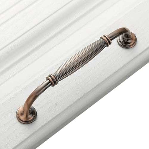 Möbelbeschläge, Türgriffe, schwarzer Schrankgriff, doppelseitiger Schubladengriff aus Zinklegierung for den Kleiderschrank (weiß, mittel)(Red Copper,L) von QWFVHJ