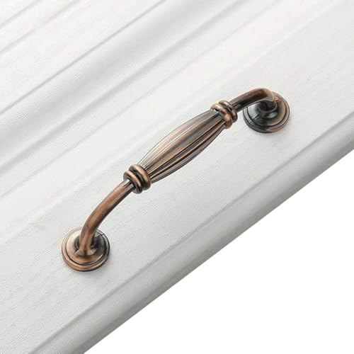 Möbelbeschläge, Türgriffe, schwarzer Schrankgriff, doppelseitiger Schubladengriff aus Zinklegierung for den Kleiderschrank (weiß, mittel)(Red Copper,M) von QWFVHJ