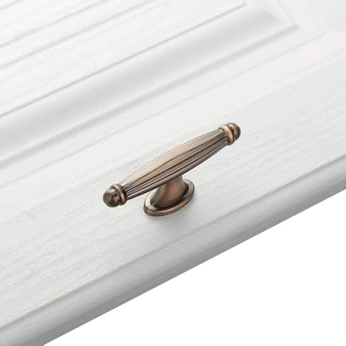 Möbelbeschläge, Türgriffe, schwarzer Schrankgriff, doppelseitiger Schubladengriff aus Zinklegierung for den Kleiderschrank (weiß, mittel)(Red Copper,S) von QWFVHJ