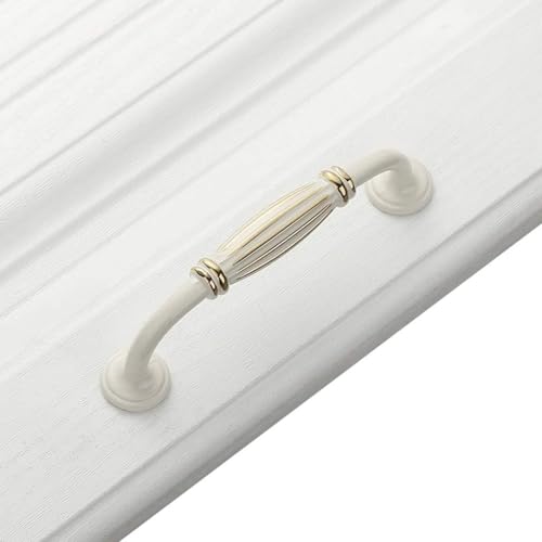 Möbelbeschläge, Türgriffe, schwarzer Schrankgriff, doppelseitiger Schubladengriff aus Zinklegierung for den Kleiderschrank (weiß, mittel)(White,M) von QWFVHJ