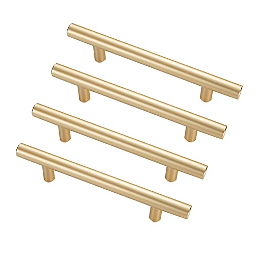 Möbelbeschläge Türgriffe, Küchenschrankgriff 4er-Pack Champagnerfarbene Schrankgriffe Aluminium-T-Griffe Küchenhebel for Badezimmer, Schrank, Kleiderschrank/D/Lochabstand 96 mm(Hole Distance 96Mm) von QWFVHJ