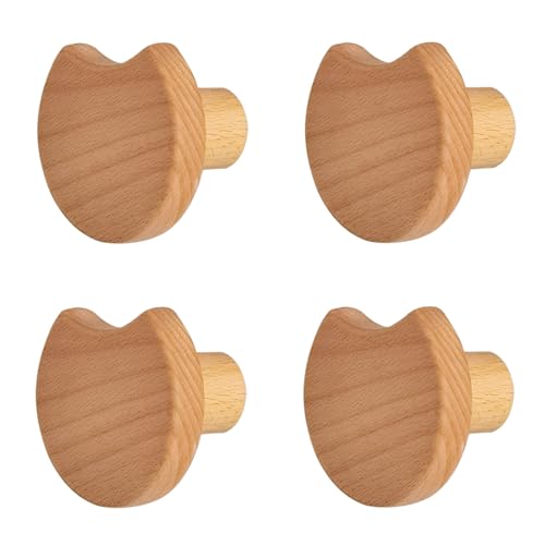 Möbelbeschläge Türgriffe, Schrankknöpfe Schubladengriffe, Schubladenknöpfe 4er-Pack Schranktürgriff Kleiderschrank Halbrunder Kleiderschrankgriff/Buche(Crescent Diameter 5 Cm) von QWFVHJ