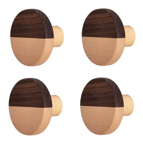 Möbelbeschläge Türgriffe, Schrankknöpfe Schubladengriffe, Schubladenknöpfe 4er-Pack Schranktürgriff Kleiderschrank Halbrunder Kleiderschrankgriff/Buche(Half Half Diameter 8 Cm) von QWFVHJ