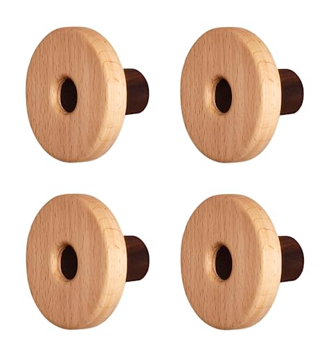 Möbelbeschläge Türgriffe, Schrankknöpfe Schubladengriffe, Schubladenknöpfe 4er-Pack Schranktürgriff Kleiderschrank Halbrunder Kleiderschrankgriff/Buche(Sandwich Diameter 5 Cm) von QWFVHJ