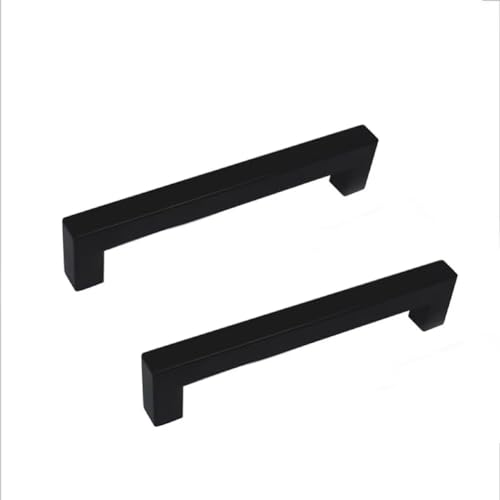 Möbelbeschläge Türgriffe, Schwarze Schiebegriffe Schrankgriffe Küchenschubladengriffe / 2 Stück Lochmitten: 96 mm 3,8 Zoll(2pcs,Hole Centers:128Mm/5In) von QWFVHJ