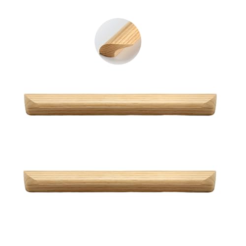 Möbelbeschläge Türgriffe, Türknöpfe, Zuggriff, Küchenschrank 2er-Pack Massivholzknopf Kleiderschrank Holzgriff/Eiche 64Mm(Ash 128mm) von QWFVHJ