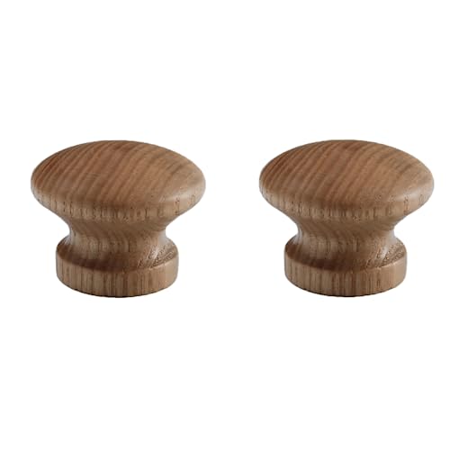 Möbelbeschläge Türgriffe, Türknöpfe, Zuggriff, Küchenschrank 2er-Pack Massivholzknopf Kleiderschrank Holzgriff/Eiche 64Mm(Ash Varnish Diameter 39mm) von QWFVHJ