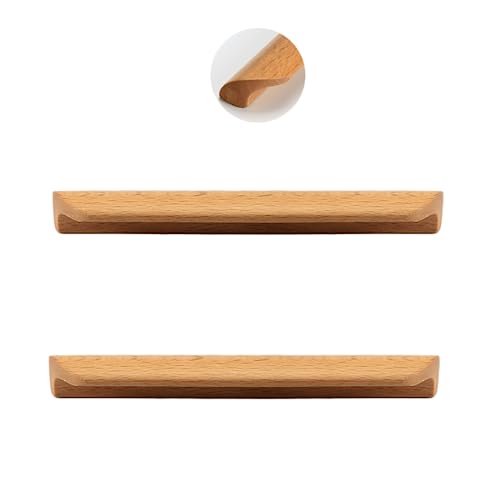 Möbelbeschläge Türgriffe, Türknöpfe, Zuggriff, Küchenschrank 2er-Pack Massivholzknopf Kleiderschrank Holzgriff/Eiche 64Mm(Beech 224mm) von QWFVHJ
