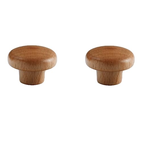 Möbelbeschläge Türgriffe, Türknöpfe, Zuggriff, Küchenschrank 2er-Pack Massivholzknopf Kleiderschrank Holzgriff/Eiche 64Mm(Beech Varnish Diameter 35mm) von QWFVHJ