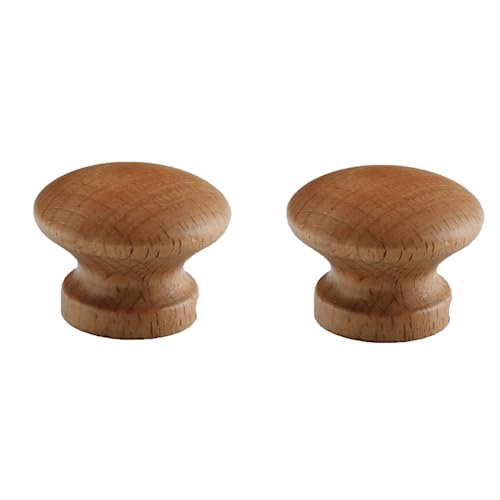 Möbelbeschläge Türgriffe, Türknöpfe, Zuggriff, Küchenschrank 2er-Pack Massivholzknopf Kleiderschrank Holzgriff/Eiche 64Mm(Beech Varnish Diameter 39mm) von QWFVHJ