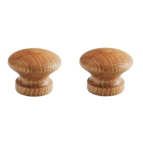 Möbelbeschläge Türgriffe, Türknöpfe, Zuggriff, Küchenschrank 2er-Pack Massivholzknopf Kleiderschrank Holzgriff/Eiche 64Mm(Oak Varnish Diameter 39mm) von QWFVHJ