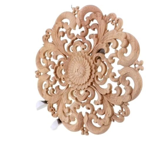 QWFVHJ Holzleisten, dekorative Zierleisten, Möbelaufkleber, Holzschnitzerei, Möbeldekoration, Massivholztür, runde Applikation, Blume, for ihn, Miniatur-Kunsthandwerk(15cm) von QWFVHJ