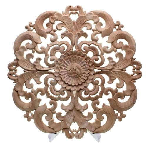 QWFVHJ Holzleisten, dekorative Zierleisten, Möbelaufkleber, Holzschnitzerei, Möbeldekoration, Massivholztür, runde Applikation, Blumen, Miniaturhandwerk(20cm) von QWFVHJ