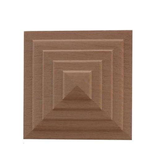 QWFVHJ Holzleisten, dekorative Zierleisten, Möbelaufkleber, quadratisch, massiv, rund, for Türen, Herzen, Blumen, Möbeldekoration, Zubehör, Geschnitzte Wände, Holzapplikationen(10cmx10cm) von QWFVHJ