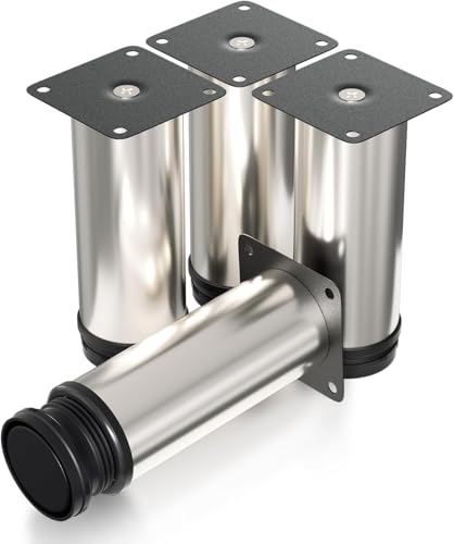 QWFVHJ Möbelfüße mit verstellbaren Füßen | 4 Stück | Höhe 200mm Schrauben for individuellen Selbermachen | Beine Küchenschränke Edelstahl Rundschrank(100mm) von QWFVHJ