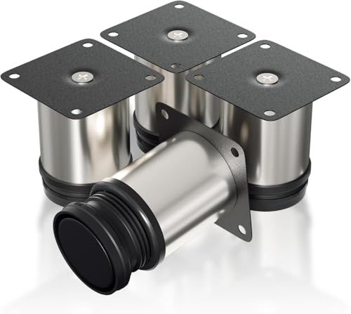 QWFVHJ Möbelfüße mit verstellbaren Füßen | 4 Stück | Höhe 200mm Schrauben for individuellen Selbermachen | Beine Küchenschränke Edelstahl Rundschrank(80mm) von QWFVHJ