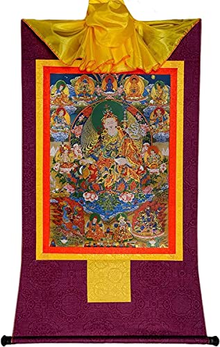 QWFVHJ Schriftrolle for Aufhängen, Bild Seidenrolle, Seidenrolle, Tibetische Thangka, Shakya Senge, Tibetischer Thangka, Wandteppich Senge(Purple,M) von QWFVHJ