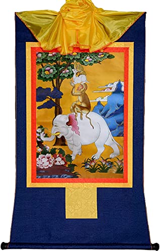 QWFVHJ Schriftrolle for Aufhängen, Bild Seidenrolle, Seidenrolle, tibetische Thangka, handgemachte tibetische Thangka Wandteppich Harmonie(Blu,M) von QWFVHJ