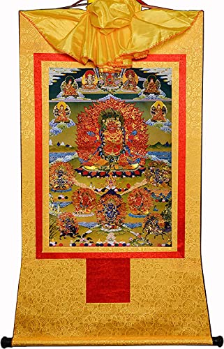 QWFVHJ Schriftrolle for Aufhängen, Bild Seidenrolle, Seidenrolle, tibetisches Thangka, Hayagriva (Yaksha-Begleiter, Weisheitskönig), tibetisch(Unique Colour,Small(35cm*27cm)) von QWFVHJ