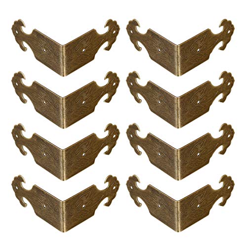 QWFVHJ Vintage-Eckenschutz aus Metall, Filigrane Ecken, 8-teilige Messing-Eckenschutzklammern, Hardware, Schreibtischkantenschutz, Holz, Schmuckschatulle, Fotorahmen-Zubehör QWFVHJ Vintage-Eckenschutz aus Metall, Filigrane Ecken, 8-teilige Messing-Eckenschutzklammern, Hardware, Schreibtischkantenschutz, Holz, Schmuckschatulle, Fotorahmen-Zubehör von QWFVHJ