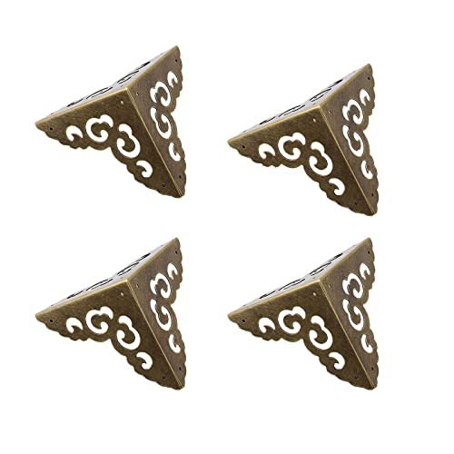 QWFVHJ Vintage Metall Eckschützer,Eck filigran,Antike Bronze Holzbox Schutzplatte,Dekorative Schmuckbox Füße Bein Dekorative Hardware Dekoration(Brass,L) von QWFVHJ