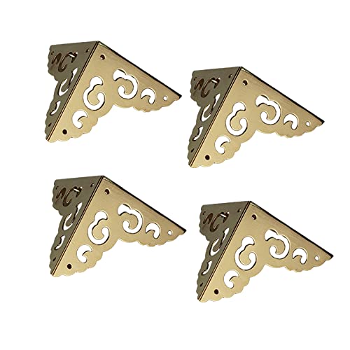 QWFVHJ Vintage Metall Eckschützer,Eck filigran,Antike Bronze Holzbox Schutzplatte,Dekorative Schmuckbox Füße Bein Dekorative Hardware Dekoration(Gold,L) von QWFVHJ