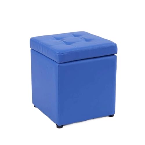 QWFVHJ Wechselschuhhocker, Fußhocker aus Leder, Stuhlaufbewahrung mit Rutschfester Matte, Fußhocker aus PU-Leder, Aufbewahrungstruhe mit hochelastischer Schwammfüllung(Blue) von QWFVHJ