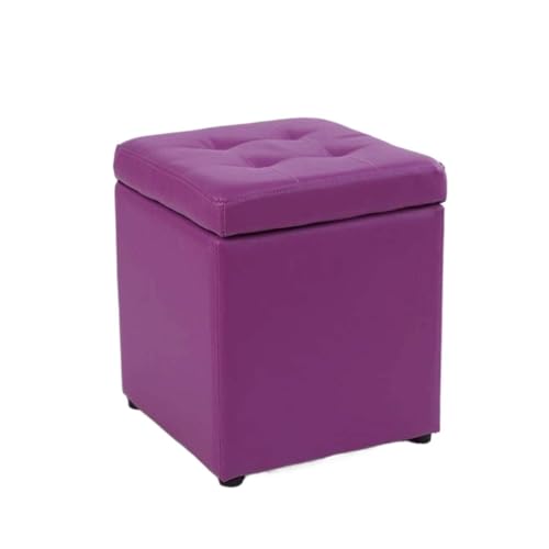 QWFVHJ Wechselschuhhocker, Fußhocker aus Leder, Stuhlaufbewahrung mit Rutschfester Matte, Fußhocker aus PU-Leder, Aufbewahrungstruhe mit hochelastischer Schwammfüllung(Purple) von QWFVHJ