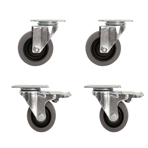 Rollen aus Gummi, robuste 360° drehbare Rollen für Werkbank, antistatisch für Wagen, dicke Stahlhalterung, Bremse 10,5 cm, einfach zu installieren (Universal + Bremse, 15,5 cm/6,1 Zoll) von QWFVHJ
