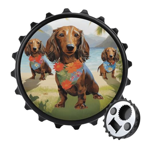 Mehrzweck-Flaschenöffner, Dackel-Gemälde, Kunstdruck, Kühlschrank, magnetischer Flaschenöffner, klassischer Flaschenöffner von QWHJK