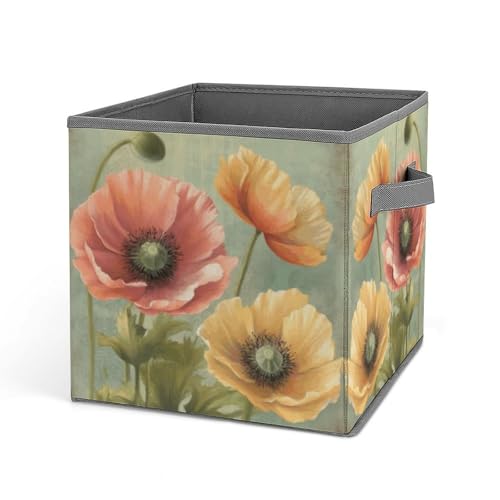 QWHJK Multifunktionale faltbare Aufbewahrungsbox, Pastell-Mohnblumen-Druck, einfache Aufbewahrungsbox, Oxford-Stoff, faltbare Aufbewahrungsbox QWHJK Multifunktionale faltbare Aufbewahrungsbox, Pastell-Mohnblumen-Druck, einfache Aufbewahrungsbox, Oxford-Stoff, faltbare Aufbewahrungsbox von QWHJK