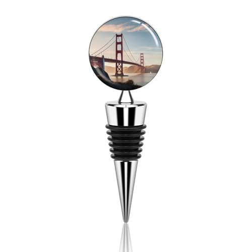 Golden Gate Bridge Flaschenverschluss Getränkeflaschenversiegelung Wiederverwendbarer Weinstopfen Personalisierter Champagnerverschluss Einzigartige Weinflaschenkorken halten frisch, geeignet für von QWJKM