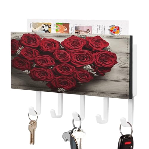 QWNMD Schlüsselhalter für Wand Schlüsselhaken Geformte Rosen Bedrucktes Schlüsselbrett mit 5 Haken Wandmontage Schlüsselhalter für Flur Selbstklebend Schlüsselbrett QWNMD Schlüsselhalter für Wand Schlüsselhaken Geformte Rosen Bedrucktes Schlüsselbrett mit 5 Haken Wandmontage Schlüsselhalter für Flur Selbstklebend Schlüsselbrett von QWNMD