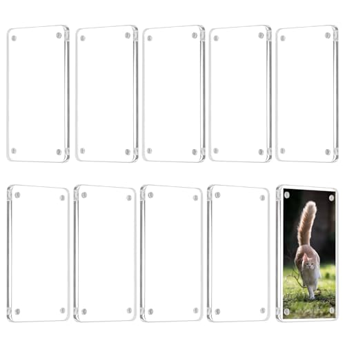 QWORK® 10 Stück Acryl Bilderrahmen 6x9cm, Magnetischer Fotorahmen, Rahmenloser Bilderrahmen von QWORK